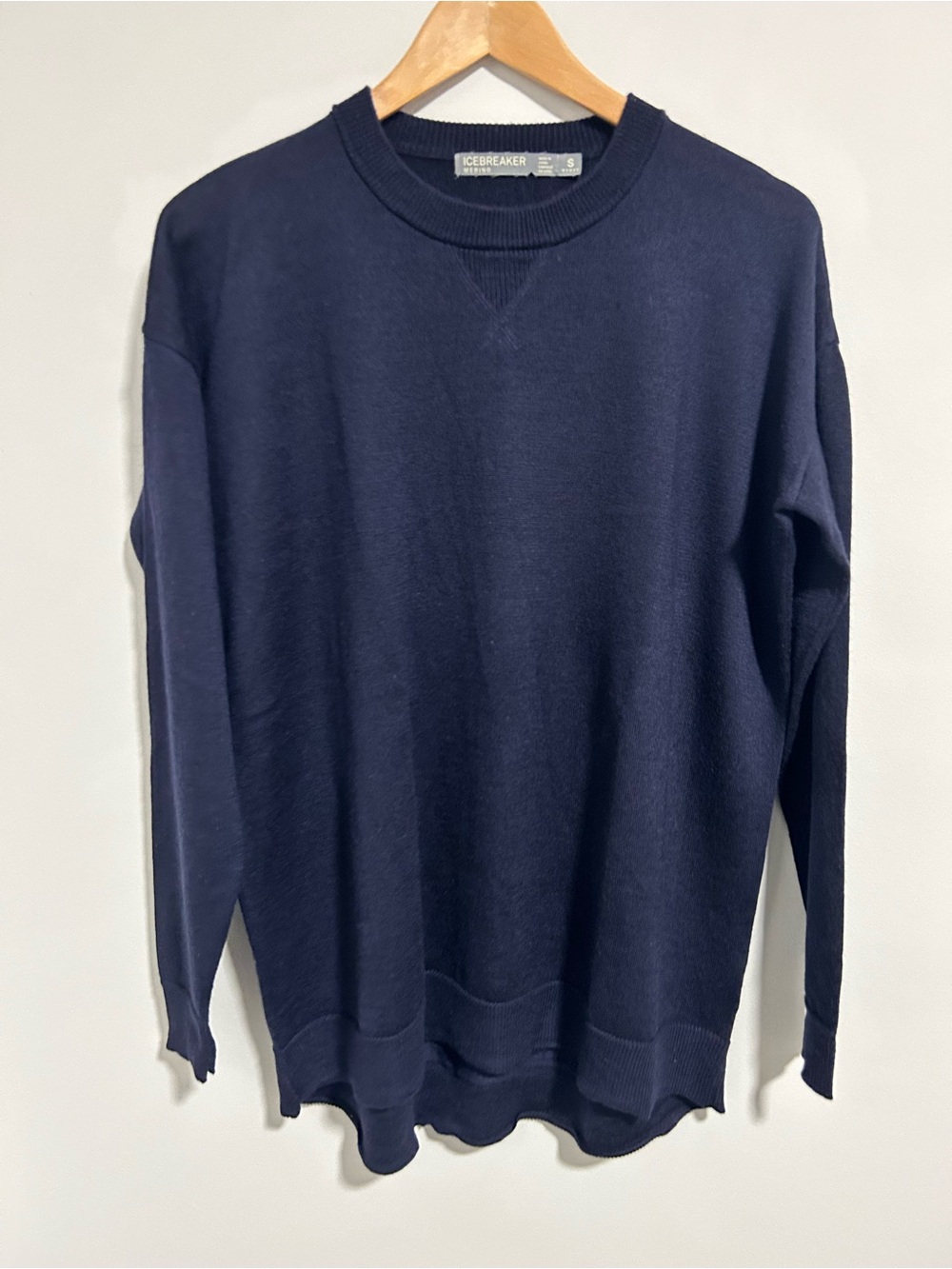Icebreaker Merino Wool Lyocell Crew neck Sweater Navy Blue, Size Small